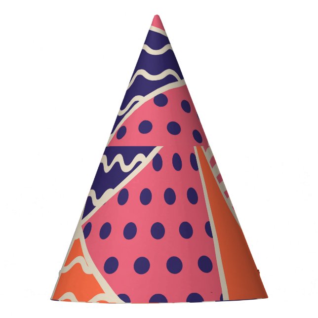 Abstract Triangles: Vintage Geometric Background Party Hat (Front)