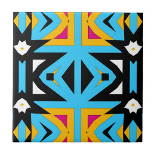 Abstract Tribal Colourful Mosaic Geometric Pattern Tile