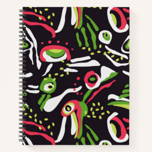 Abstract tribal doodle art vibrant pattern notebook