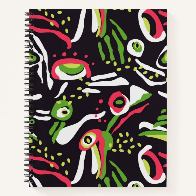 Abstract tribal doodle art vibrant pattern  notebook (Front)