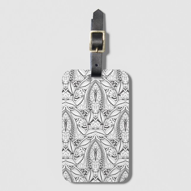 Abstract Tribal Doodle Luggage Tag (Front Vertical)