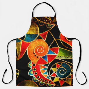 Abstract tribal ethnic geometrical pattern bright apron
