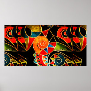Abstract tribal ethnic geometrical pattern bright poster