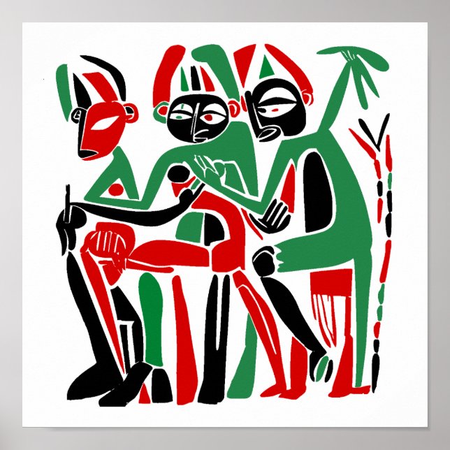 Abstract Tribal Healing Figures Poster (Front)