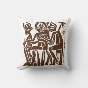 Abstract Tribal Healing Figures Throw Pillow