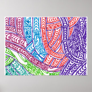 Abstract tribal landscape by RRW Poster