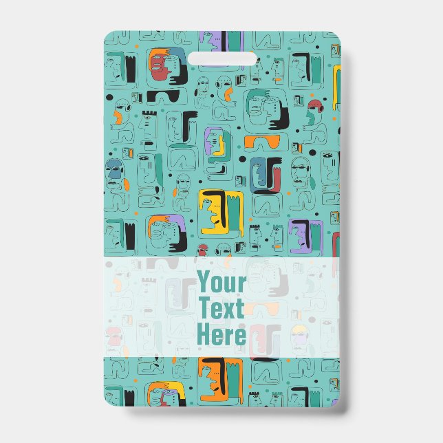 Abstract tribal maya ancient faces pattern 1 badge (Front)