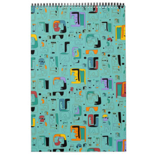 Abstract tribal maya ancient faces pattern 1 calendar