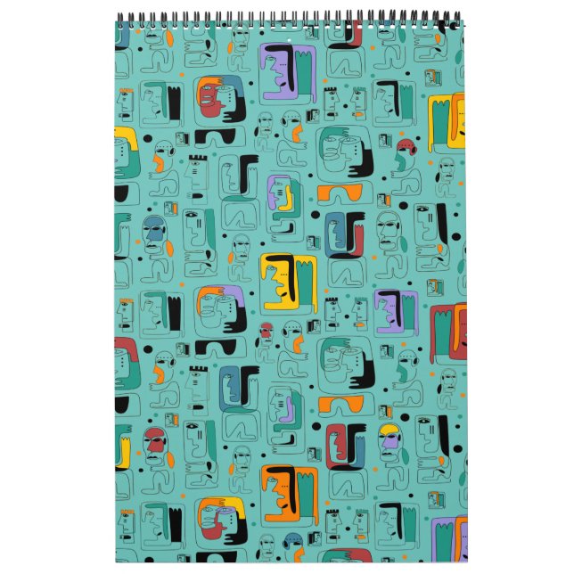 Abstract tribal maya ancient faces pattern 1 calendar (Cover)