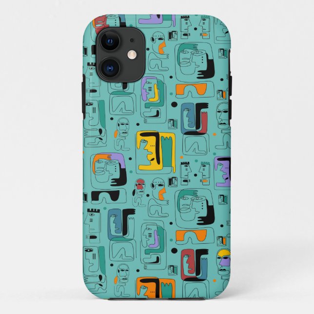 Abstract tribal maya ancient faces pattern 1 Case-Mate iPhone case (Back)