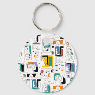 Abstract tribal maya ancient faces pattern 1 keychain
