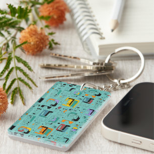 Abstract tribal maya ancient faces pattern 1 keychain
