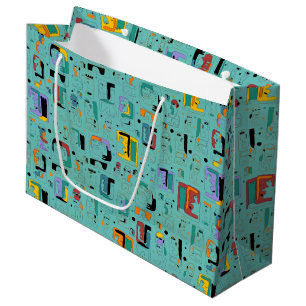 Abstract tribal maya ancient faces pattern 1 large gift bag