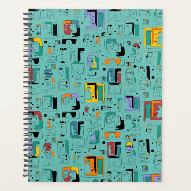 Abstract tribal maya ancient faces pattern 1 planner (Front)