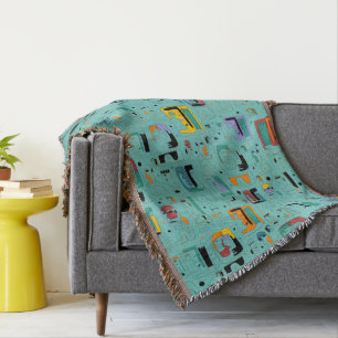 Abstract tribal maya ancient faces pattern 1 throw blanket