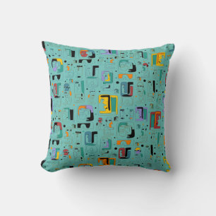 Abstract tribal maya ancient faces pattern 1 throw pillow