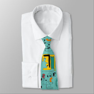 Abstract tribal maya ancient faces pattern 1 tie