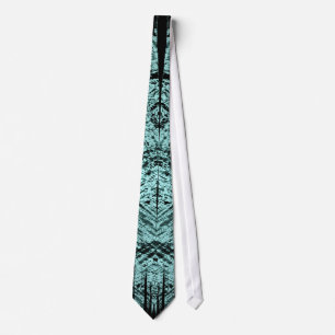 Abstract Tribal Pattern Turquoise Green Black Tie