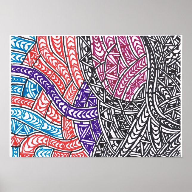 Abstract tribal rhythms in flow poster (Front)