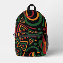 Abstract Tribal Shapes Pattern in Red, Gold, Green