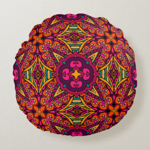 Abstract Tribal vintage ethnic seamless pattern or Round Pillow