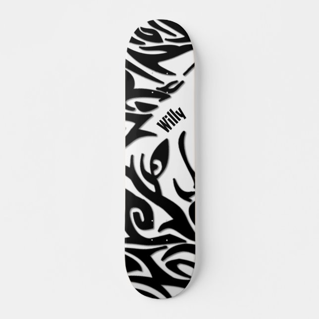 Abstract Tribal Wolf with Name Skateboard (Front)
