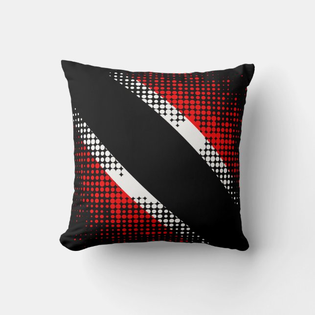 Abstract Trinidad & Tobago Dot Pattern on BLACK Throw Pillow (Front)