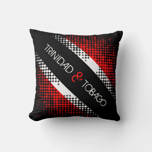 Abstract Trinidad & Tobago Dot Pattern with Text Throw Pillow (Front)