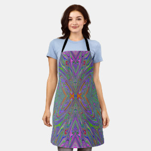 Abstract Trippy Purple, Orange and Green Butterfly Apron