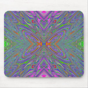 Abstract Trippy Purple, Orange and Green Butterfly Mouse Pad