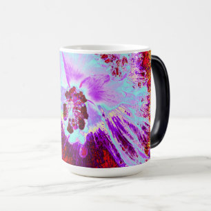 Abstract Tropical Aqua and Purple Hibiscus Flower Magic Mug