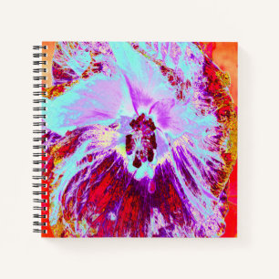 Abstract Tropical Aqua and Purple Hibiscus Flower Notebook