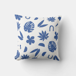 Abstract Tropical Blues Throw Pillow