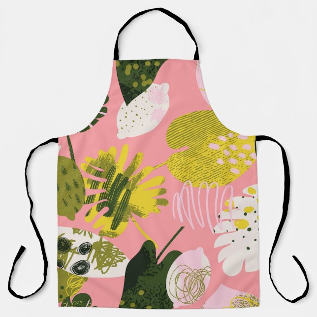 Abstract Tropical Colourful Leaves Pattern Apron (Front)