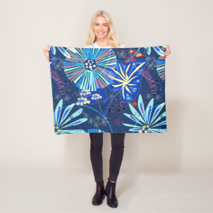 Abstract tropical fleece blanket