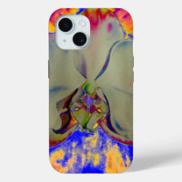 Abstract tropical floral painting colourful orchid
