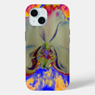 Abstract tropical floral painting colourful orchid iPhone 15 case