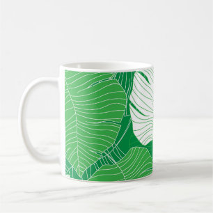 Abstract tropical leaf, artistic painting. coffee mug