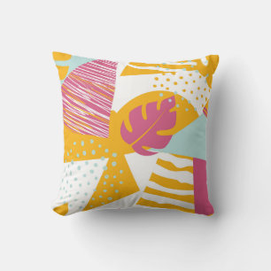 Abstract Tropical Leaf Collage Throw Pillow