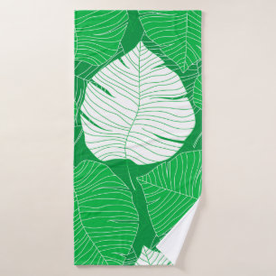 Abstract tropical leaf painting design bath towel