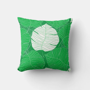 Abstract tropical leaf painting design throw pillow