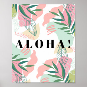 Abstract Tropical Leaves Aloha Editable Poster
