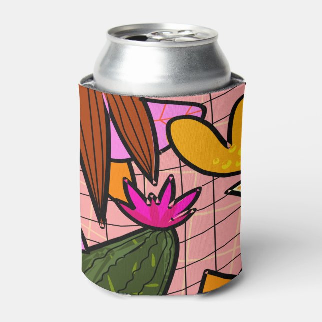 Abstract tropical leaves and flowers   can cooler (Can Front)