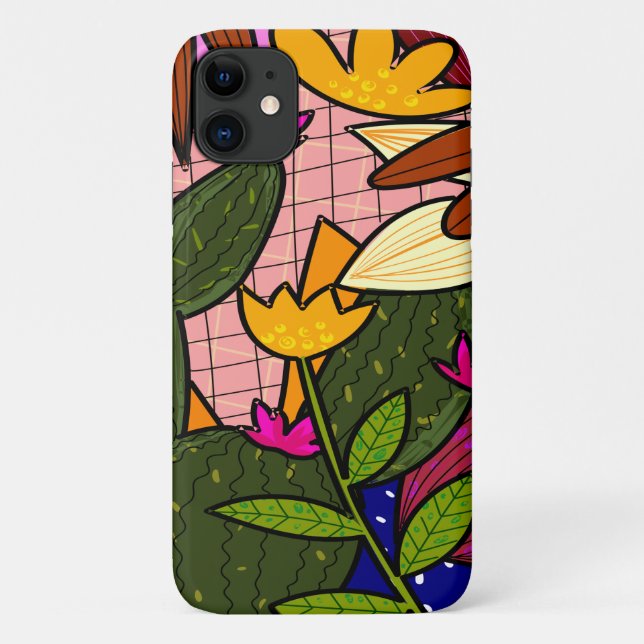 Abstract tropical leaves and flowers  Case-Mate iPhone case (Back)