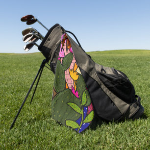 Abstract tropical leaves and flowers   golf towel