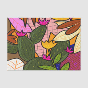 Abstract tropical leaves and flowers   tissue paper