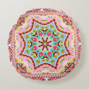 Abstract Tropical Leaves Diverse Pattern Round Pillow