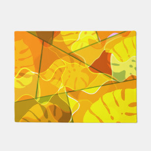 ABSTRACT TROPICAL LEAVES DOORMAT