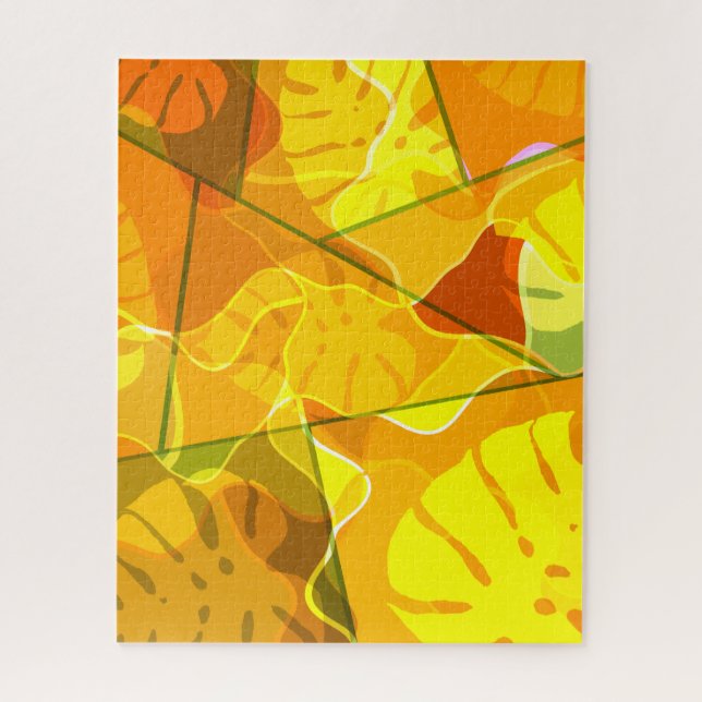 ABSTRACT TROPICAL LEAVES  JIGSAW PUZZLE (Vertical)