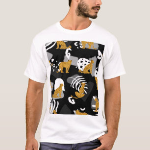 Abstract Tropical Leaves Leopard Pattern T-Shirt